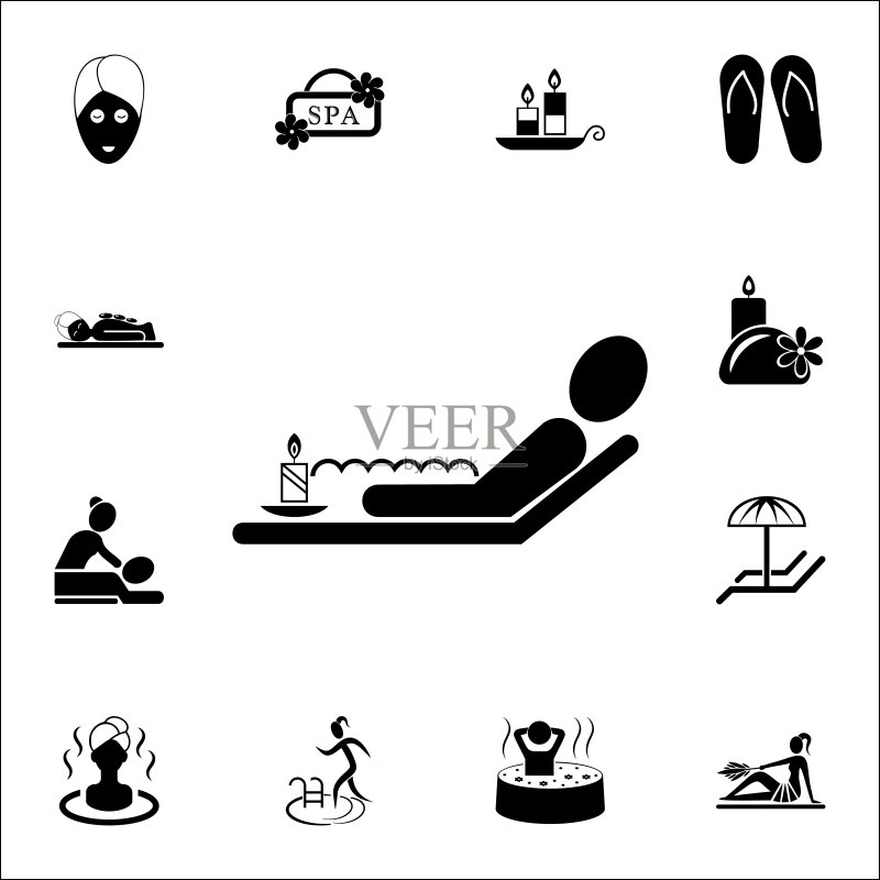 浴缸泡沫放松图标，SPA通用Web和移动端图标图标素材