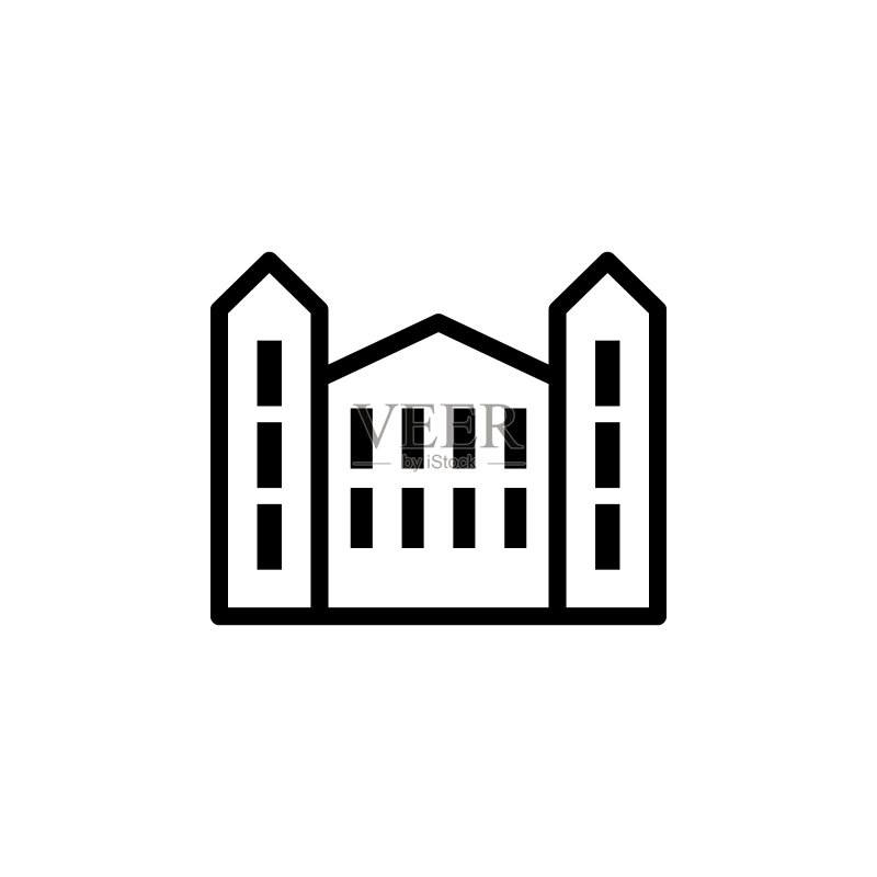 大学建筑图标，用于移动和网页应用设计图标素材