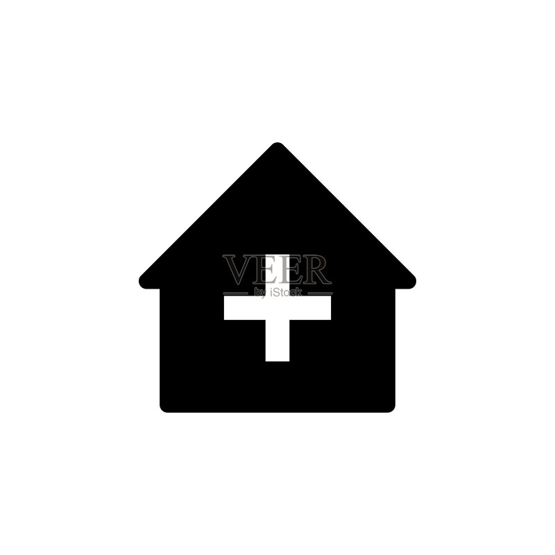 医疗室图标：扁平化设计，适用于网站或移动应用图标素材