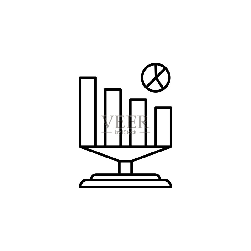 商业分析图标：用于移动概念和Web应用程序的人工智能图标元素，细线商业分析图标可用于Web和移动图标素材