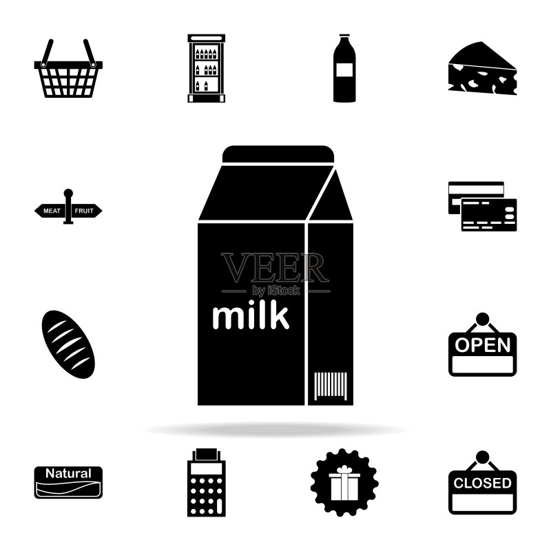 牛奶包装图标。用于网页和移动端的通用市场图标集图标素材
