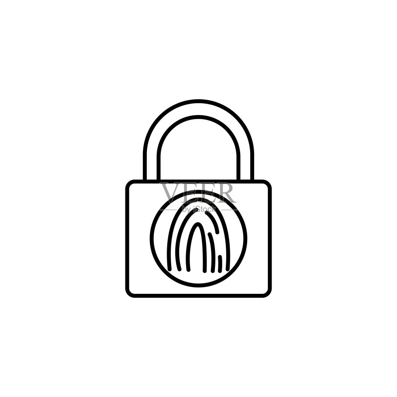 智能锁指纹图标，未来科技网页与移动应用图标素材