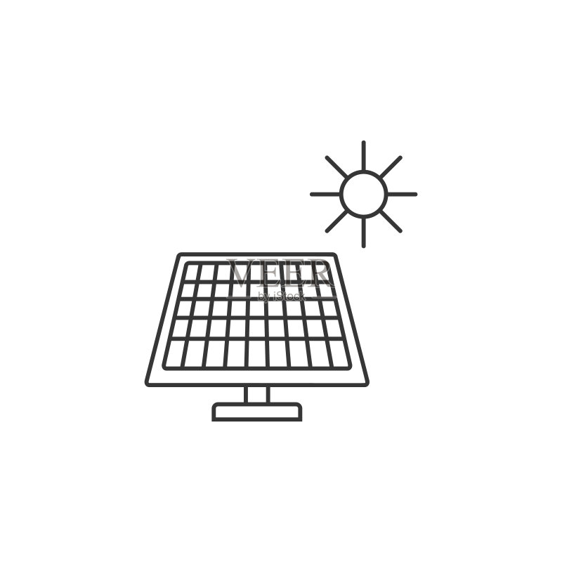 太阳能电池板和太阳图标，UI和UX、网站或移动应用的可持续能源图标图标素材