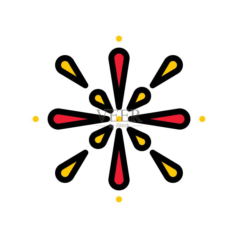 烟花矢量图，中国农历新年填充轮廓图标图标素材