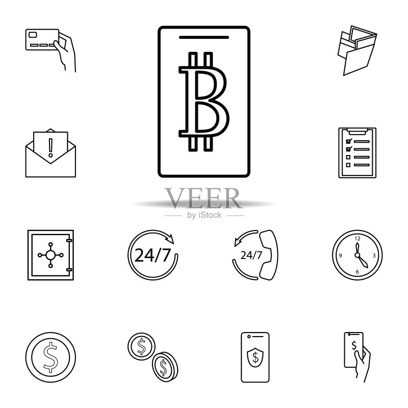 手机上的比特币图标图标素材
