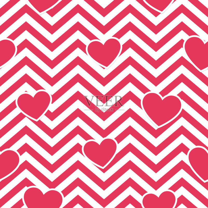 情人节粉心几何无缝背景，图案，纹理包装纸，卡片，邀请，横幅和装饰。Ilarion Ananiev设计的实用新年、婚礼、圣诞节和婚姻正版插画素材