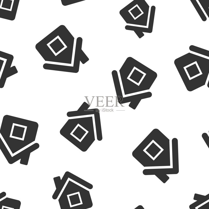 房屋建筑图标无缝背景图案。房屋公寓矢量图。房屋住宅符号图案。图标素材