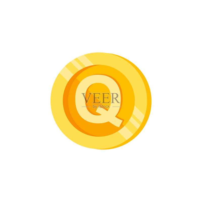 Q字母硬币颜色图标图标素材
