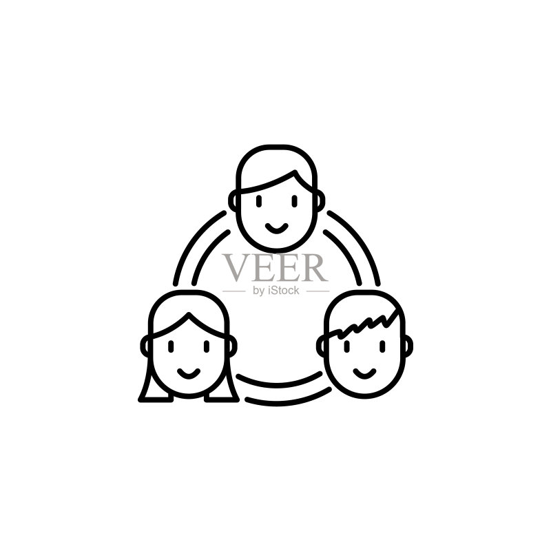 人脉团队合作图标，用于移动概念和Web应用程序的人力资源元素，网站设计和应用程序开发的细线图标图标素材