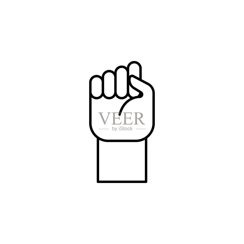拳头，目标图标。用于移动概念和Web应用程序的人力资源元素插图。网站设计和开发、应用程序开发的细线图标图标素材