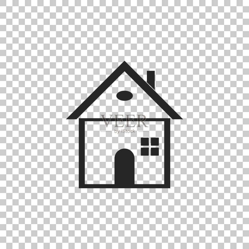 透明背景上的房屋图标：扁平风格的房屋符号矢量图图标素材