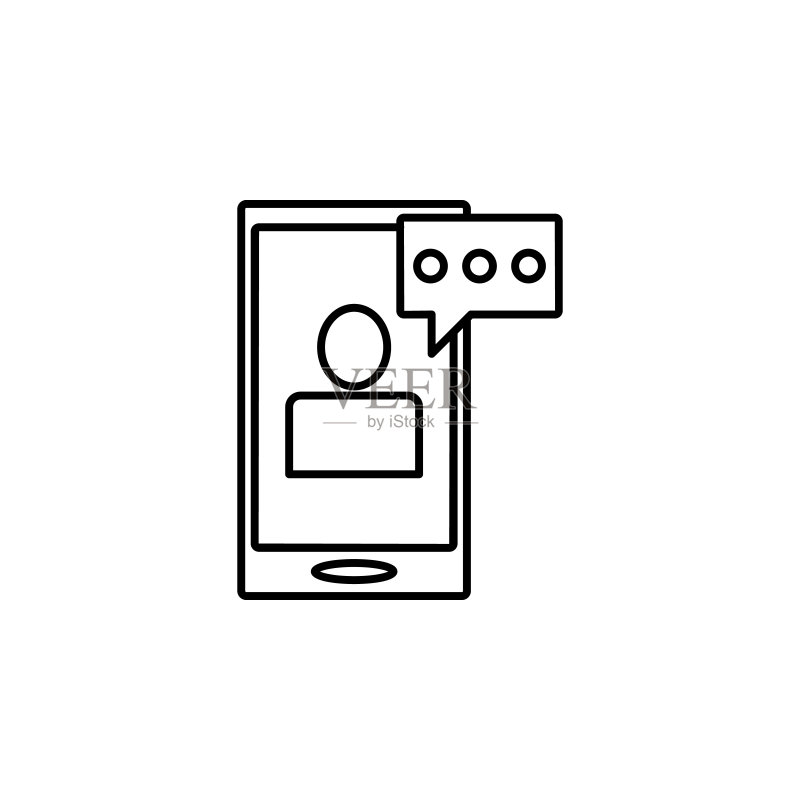 手机图标信息，用于移动概念和Web应用程序的智能元素图标，手机图标上的细线信息可用于Web和移动图标素材