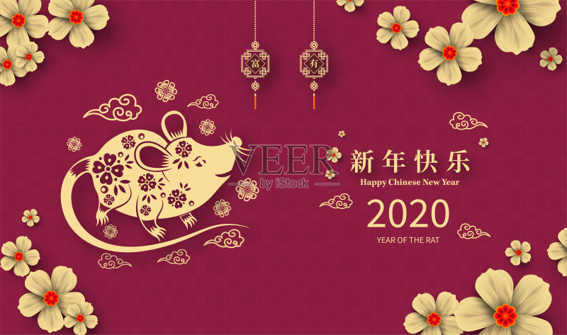 2019年猪年新春快乐剪纸风格。汉字意味着新年快乐，富有，生肖标志的问候卡，传单，邀请，海报，小册子，横幅，日历。正版插画素材