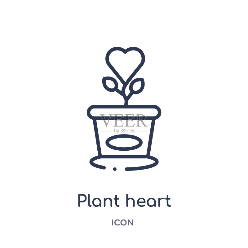 公益系列线性图标：植物爱心图标素材
