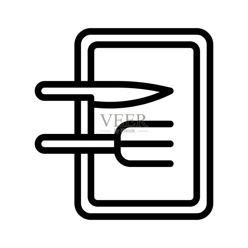刀叉矢量，烧烤相关线型可编辑描边图标图标素材