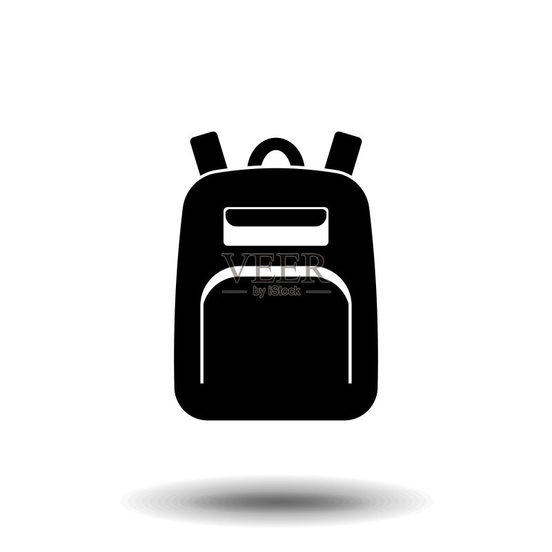 背包实体图标，在白色背景上隔离的书包矢量插图，为Web和App设计的行李字形样式设计，EPS 10图标素材