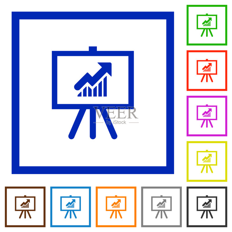 带上升曲线图的演示表扁平框架图标图标素材