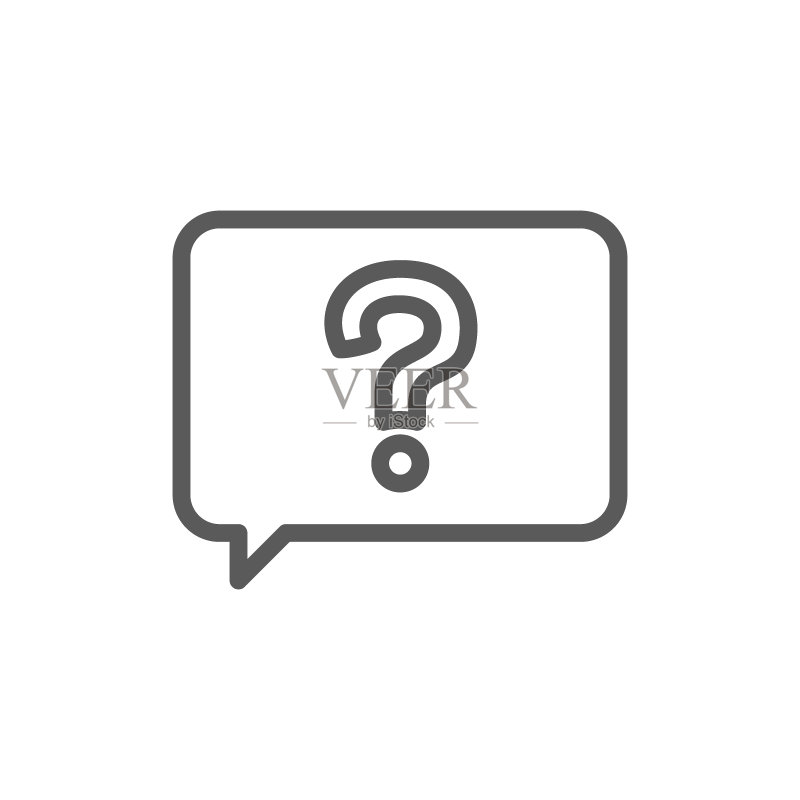 带问号的消息，常见问题解答线性图标。图标素材