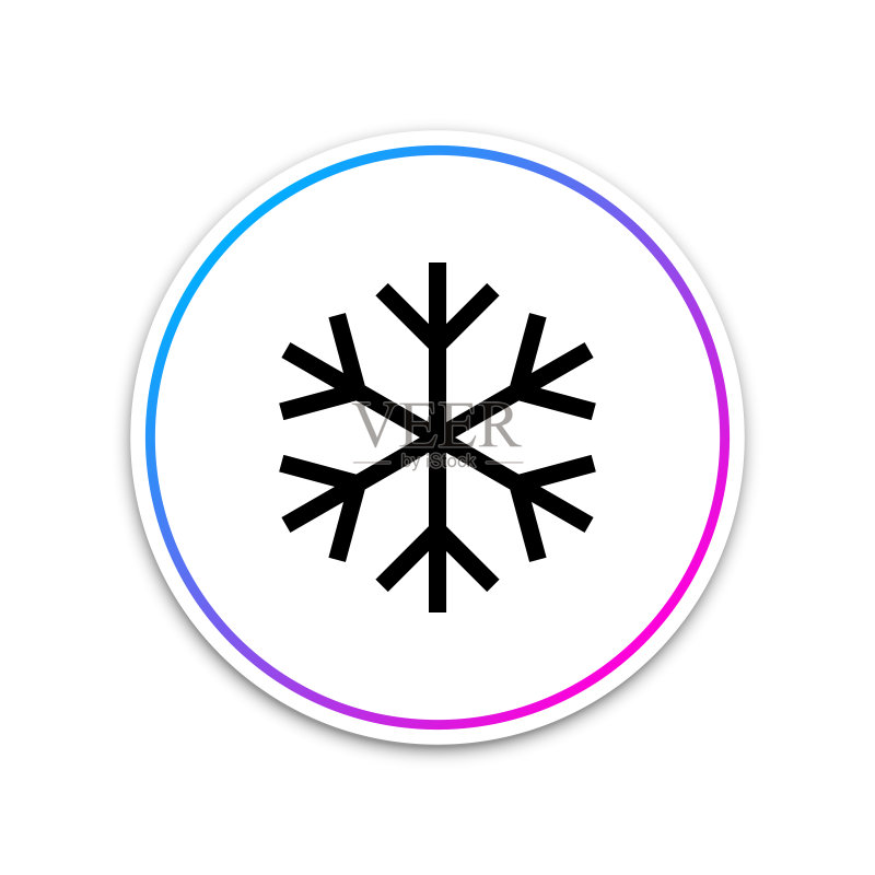 白色背景上的雪花图标圆形按钮矢量图图标素材