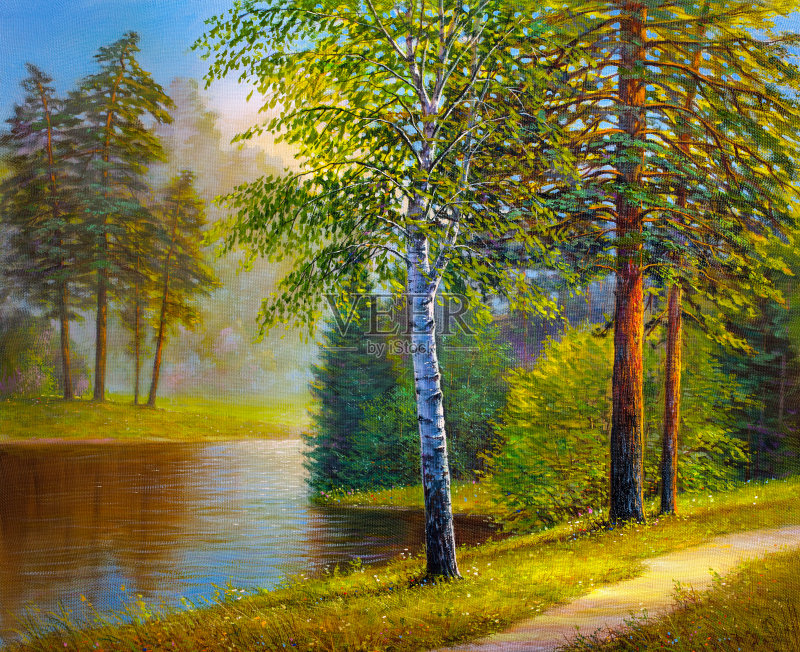 油画风景正版插画素材