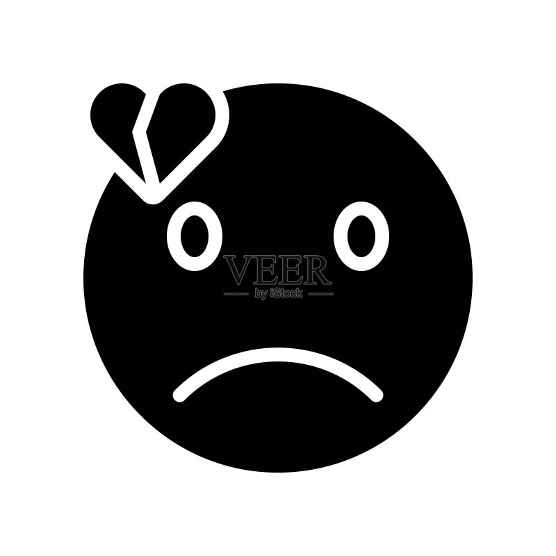 心碎的表情矢量图，孤立的纯色风格图标图标素材