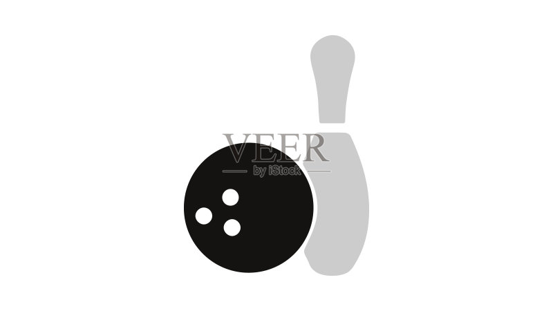 带有瓶子和球图标的保龄球游戏图标素材