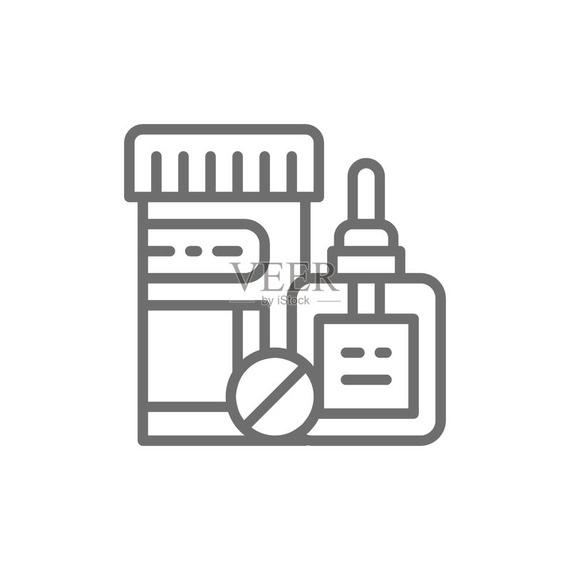 药瓶药丸医疗滴剂线性图标图标素材