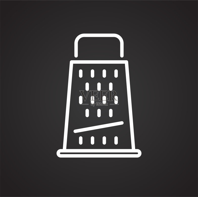 黑色背景上的磨碎器线条图标：用于图形和网页设计的现代简约矢量标志，互联网概念，适用于网站设计网页按钮或移动应用的流行符号图标素材