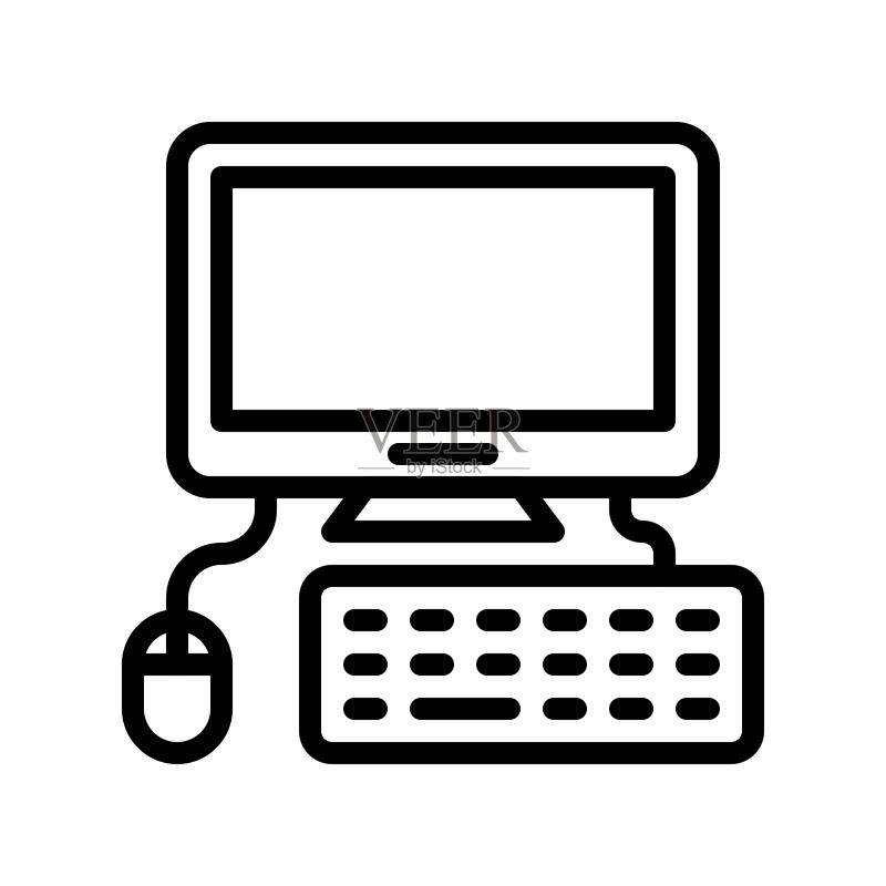 电脑矢量图，电子设备线性图标可编辑笔画图标素材