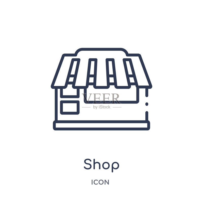 营销线性图标：细线商店图标矢量素材图标素材