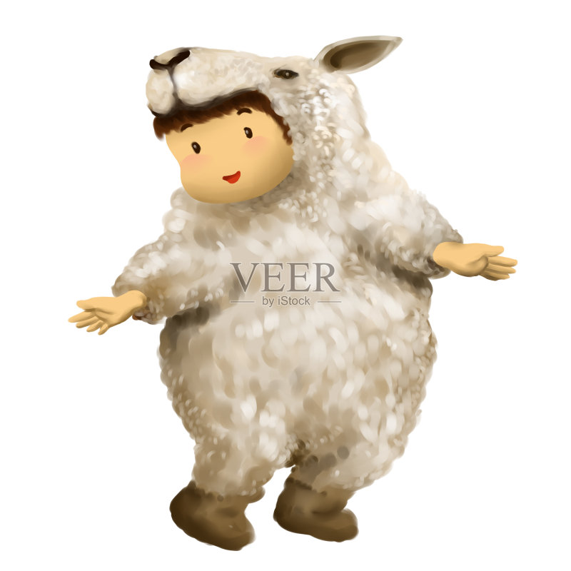 穿着羔羊服装的小山羊正版插画素材