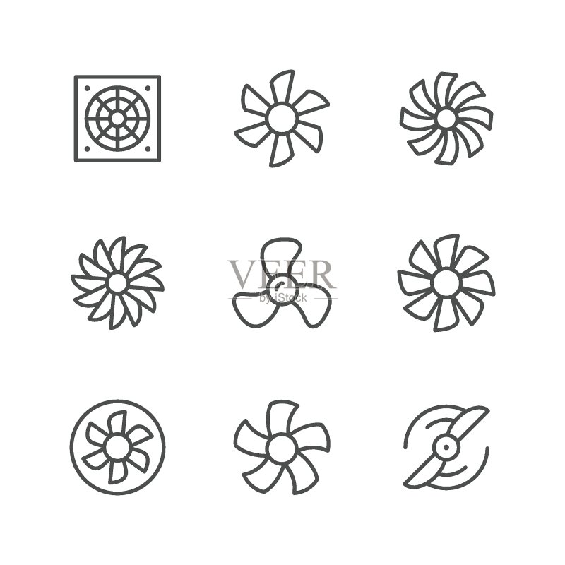 风扇线条图标合集图标素材