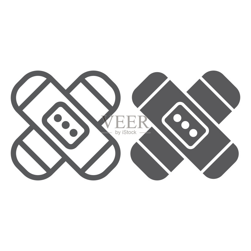 石膏药用绷带线性图标图标素材