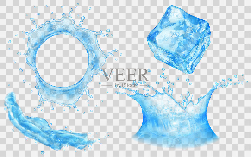 水冠、水花和冰块正版元素素材