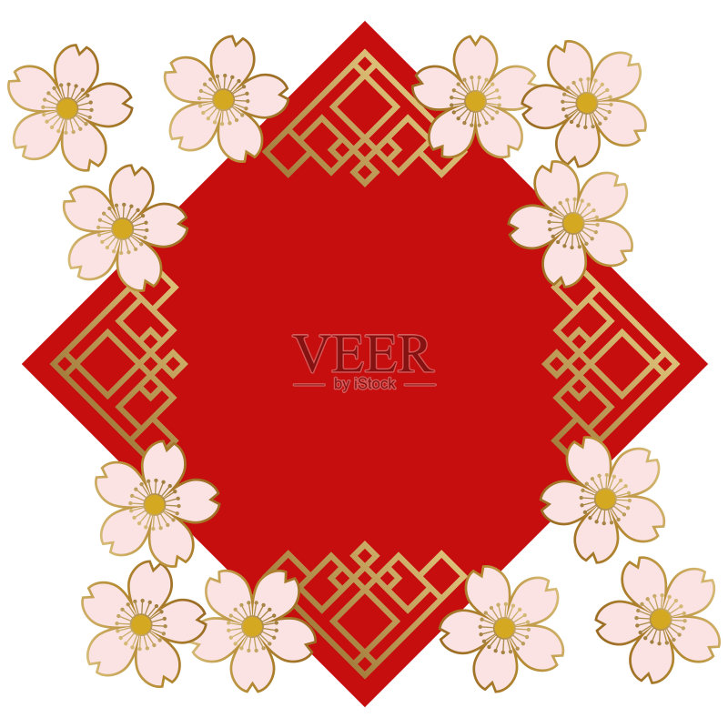 春节框架设计。中国装饰。远东形象。中国风格的相框。正版插画素材