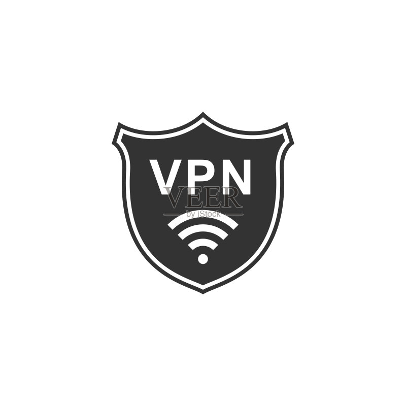 带有VPN和WiFi无线网络符号的盾牌图标图标素材