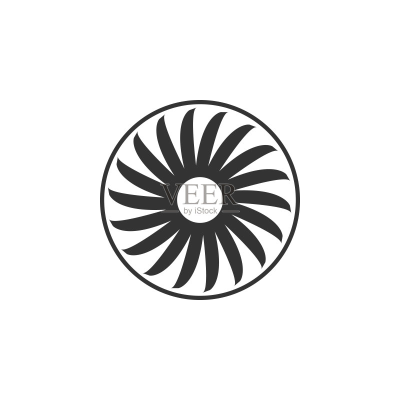 隔离的通风机符号图标。通风标志。扁平设计。矢量图图标素材