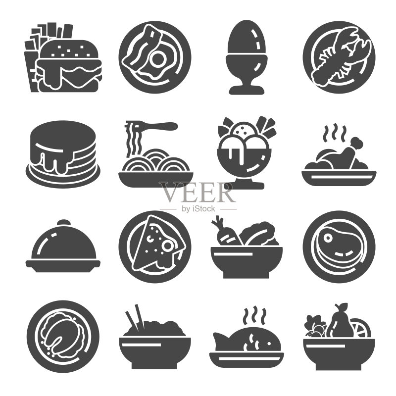 矢量食品图标集（白色背景）图标素材