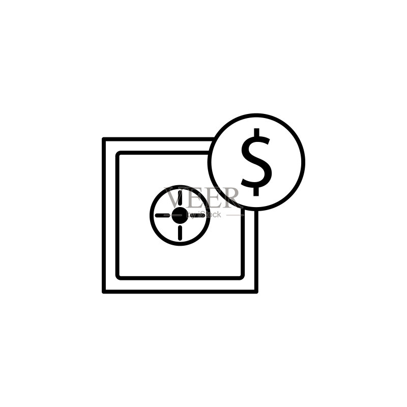 保险箱、美元图标——金融元素插画，可用于网页、Logo、移动应用、UI、UX图标素材