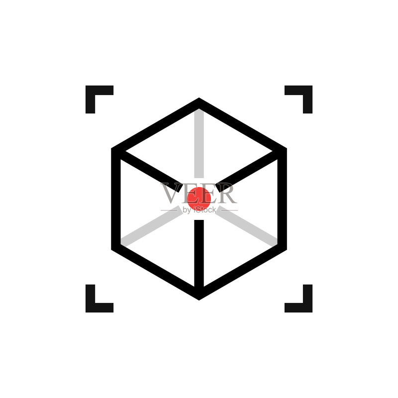增强现实立方体图标，白色背景矢量图图标素材