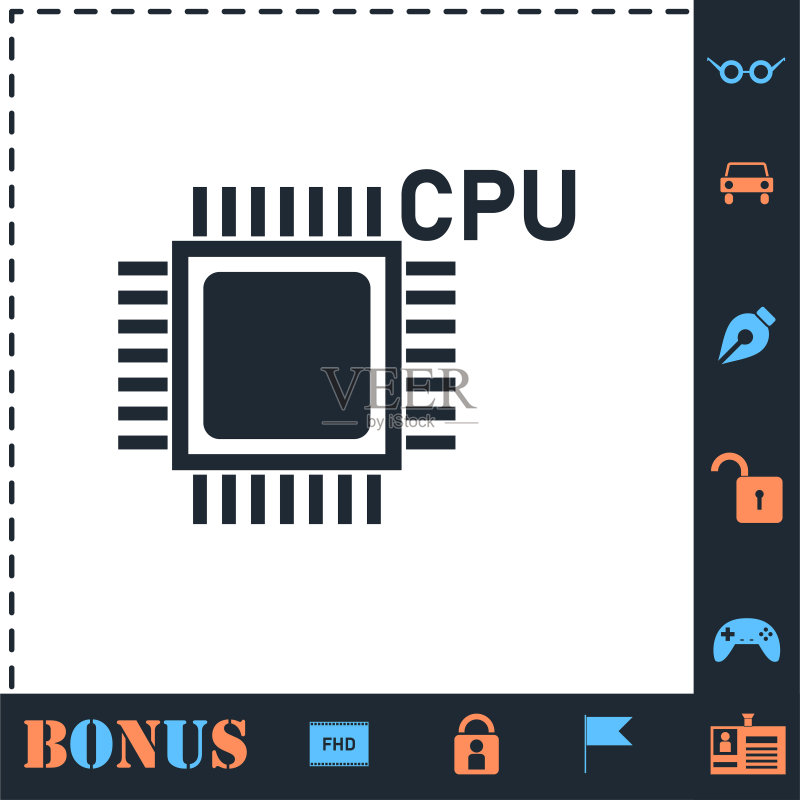 CPU图标（扁平风格）图标素材