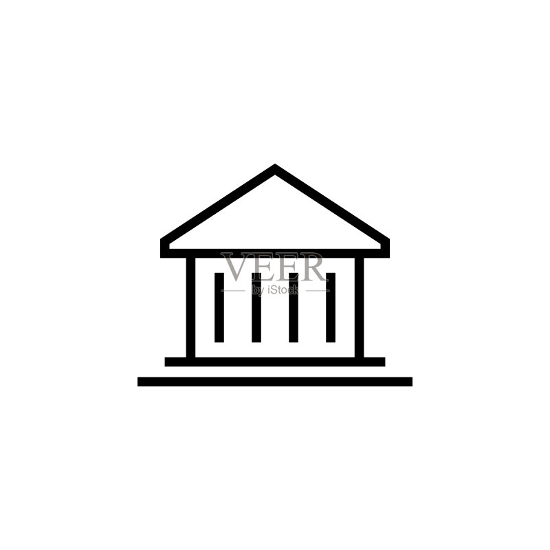银行大楼图标，建筑细线图标，适用于网站和App设计，优质图标图标素材