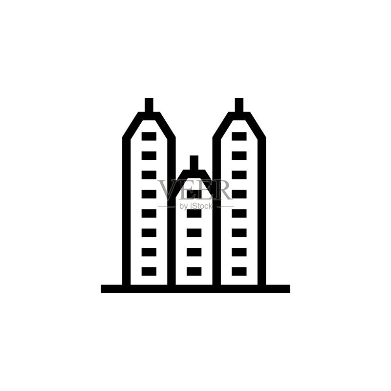 建筑图标，网站设计和App开发的细线图标，高级图标图标素材