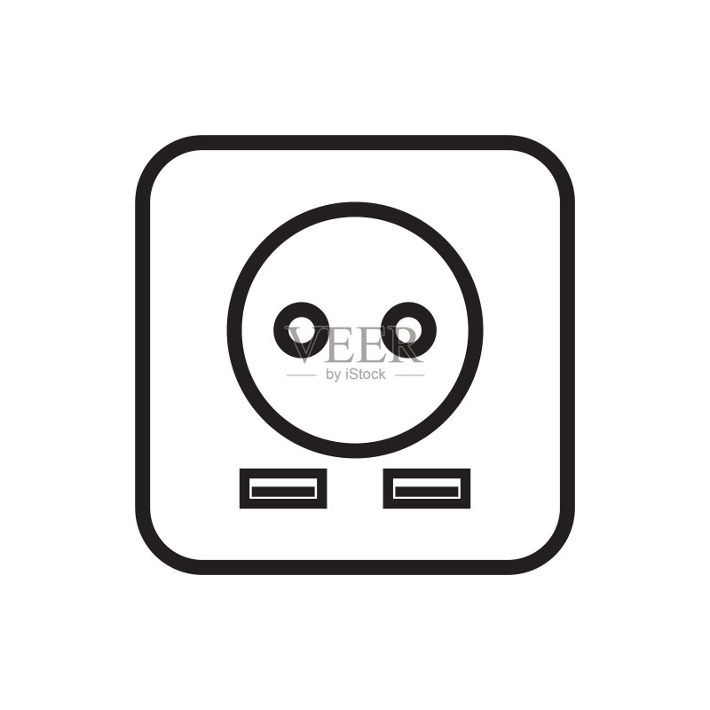 USB接口和欧式插头图标图标素材