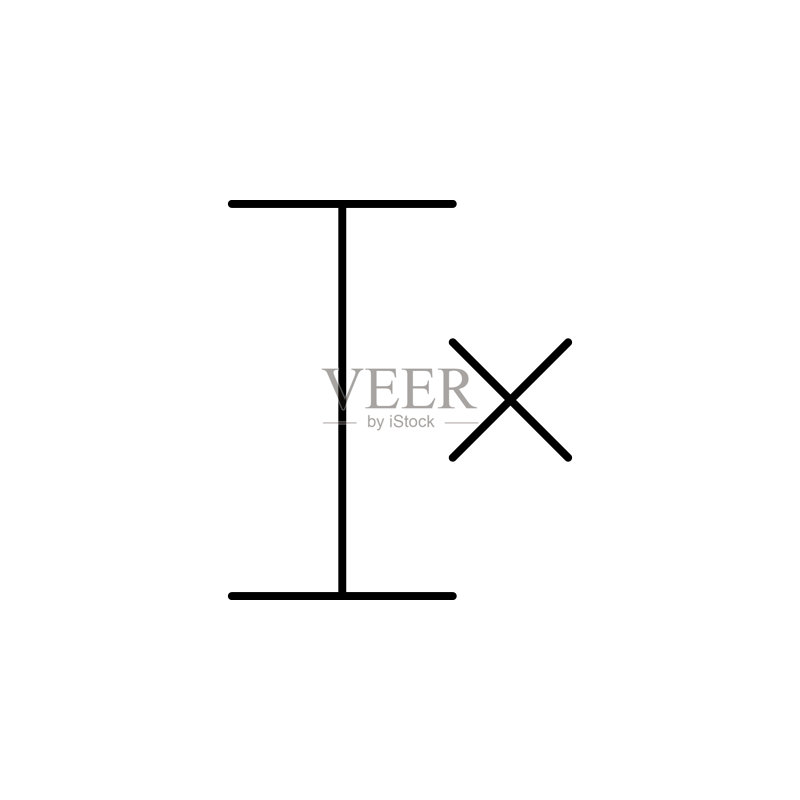 删除文字图标。用于移动概念和Web应用程序的文本和排版元素。用于网站设计的细线图标图标素材