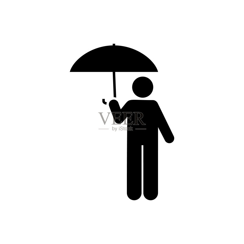 雨伞男人图标：网页设计专用图形符号图标素材