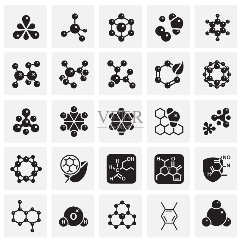 分子图标设置在正方形背景上，用于图形和网页设计。简单的矢量标志。网站按钮或移动应用程序的互联网概念符号。图标素材
