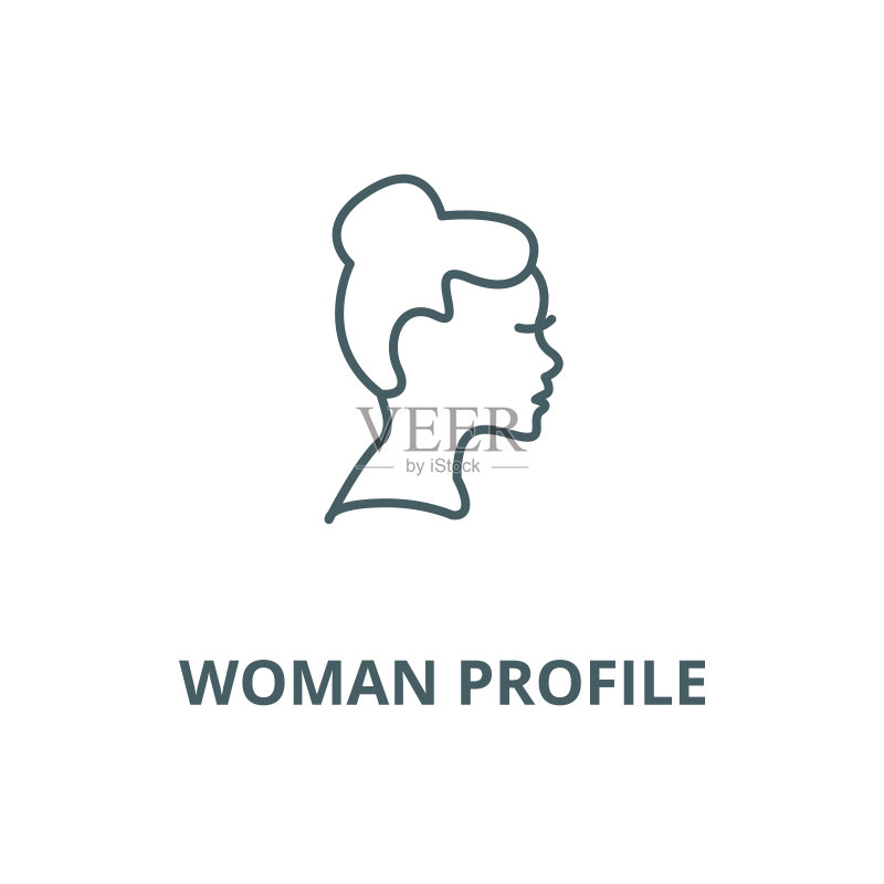 女人侧脸矢量线条图标，线性概念，轮廓符号图标素材