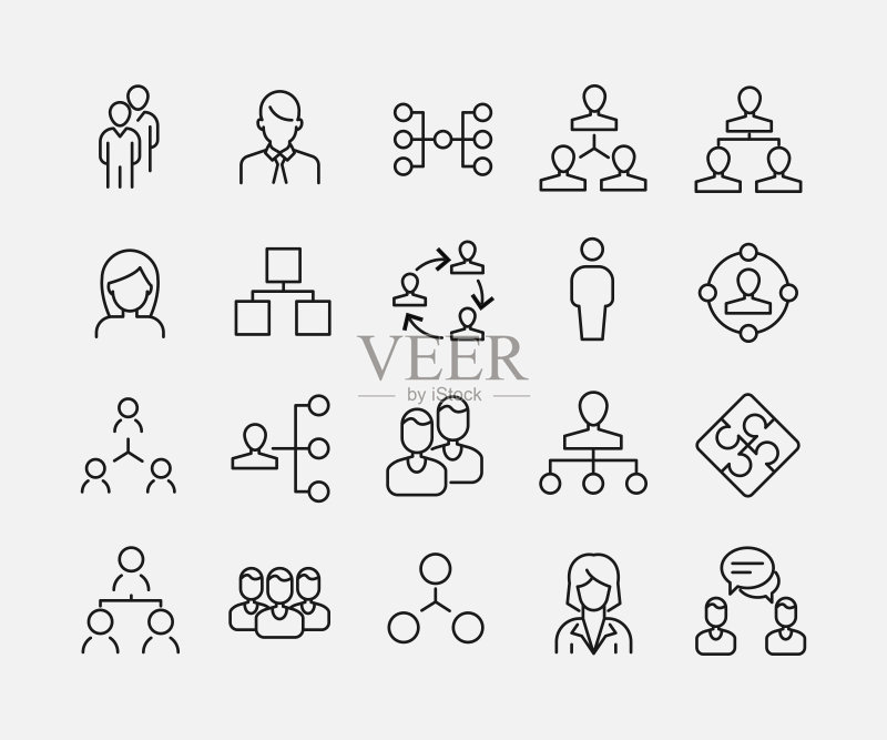 团队合作相关线性图标简约合集图标素材