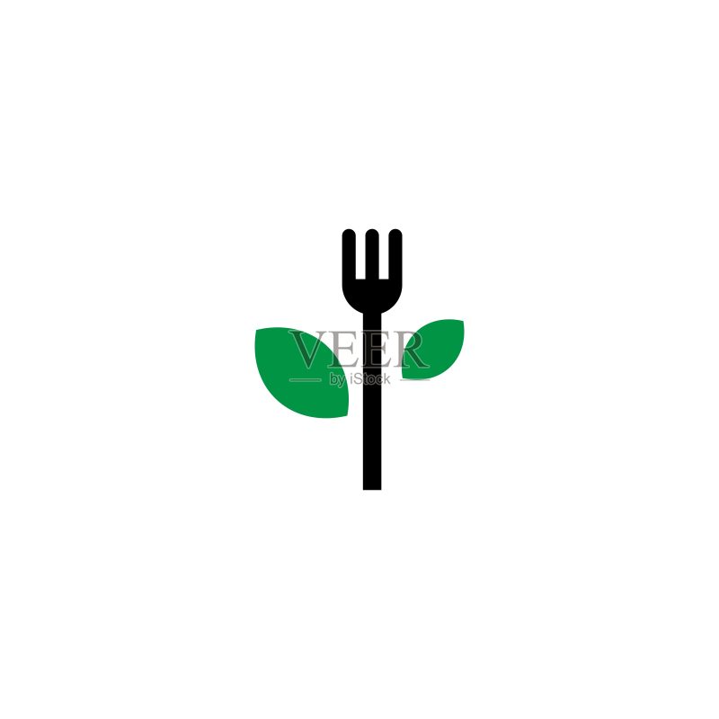 餐叉树叶食物矢量图标图标素材